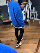 Out of the Blue Sherpa Crewneck - Cobalt-Staccato-Anna Kaytes Boutique, Women's Fashion Boutique in Grinnell, Iowa