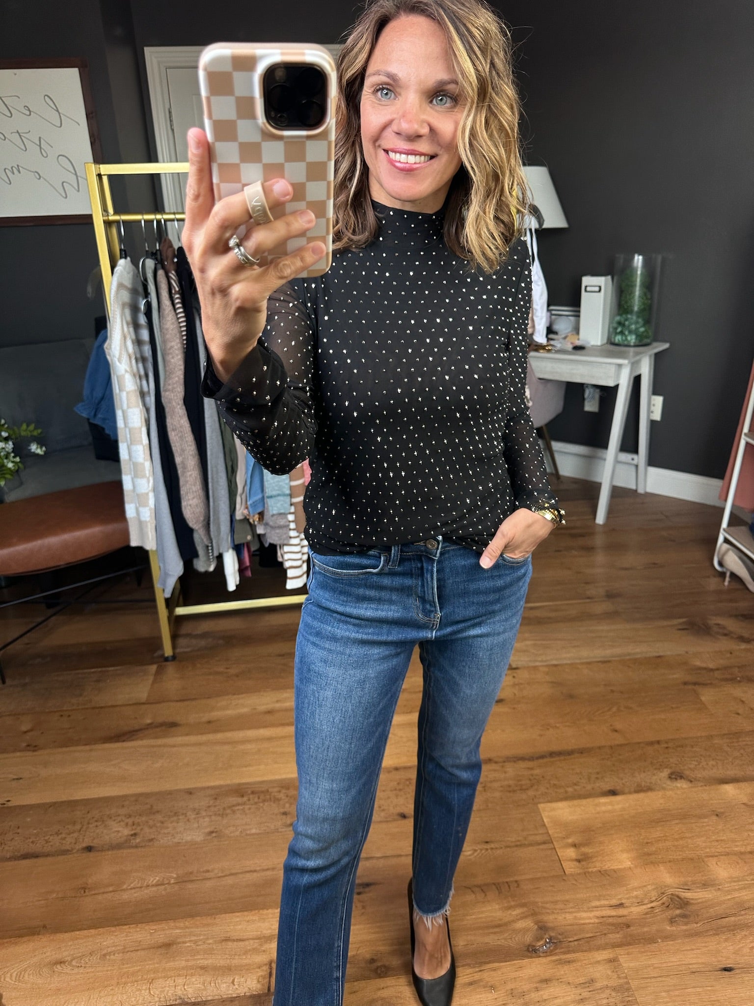 Everybody Wants You Studded Mock-Neck Long Sleeve Top - Multiple Options-Skies Are Blue-Anna Kaytes Boutique, Women's Fashion Boutique in Grinnell, Iowa