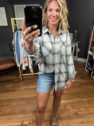 Never A Risk Button-Down Plaid Top - Black/Grey-Long Sleeves-Thread & Supply T1085PVXTS-Anna Kaytes Boutique, Women's Fashion Boutique in Grinnell, Iowa