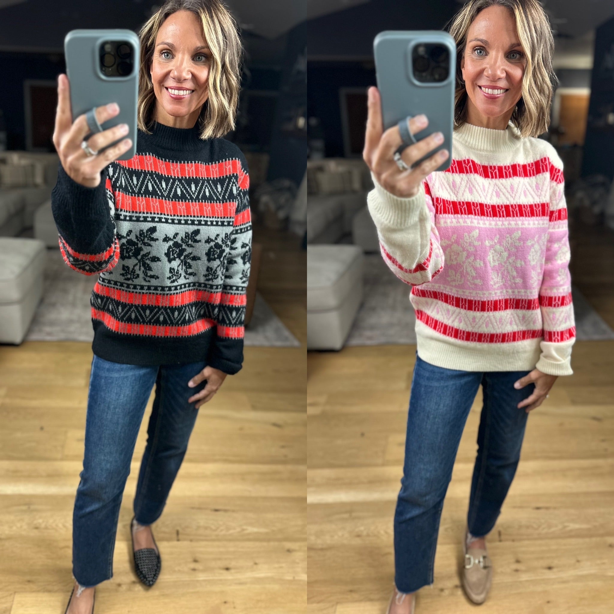 **Right At Home Fair Isle Sweater-Sweaters-& Merci-Anna Kaytes Boutique, Women's Fashion Boutique in Grinnell, Iowa