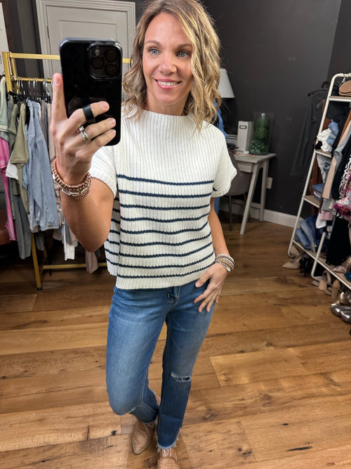 Always Noticed Striped Knit Short Sleeve Top - Multiple Options-Entro T22304-Anna Kaytes Boutique, Women's Fashion Boutique in Grinnell, Iowa
