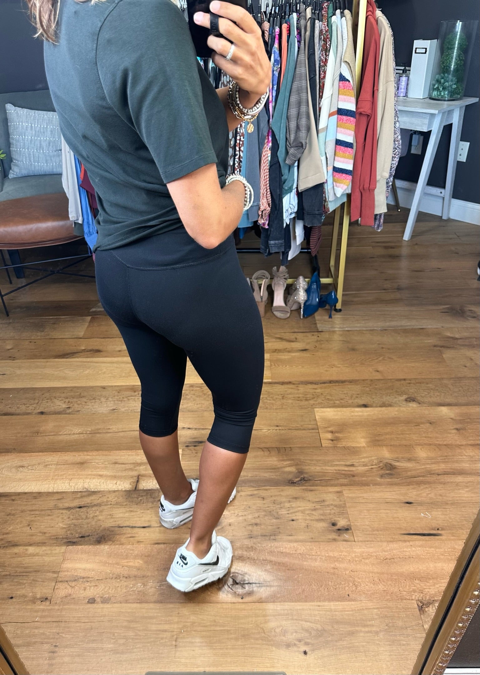 The Jenna Crossover Waist Capri Legging - Black-Leggings-Mono B BP628-Anna Kaytes Boutique, Women's Fashion Boutique in Grinnell, Iowa