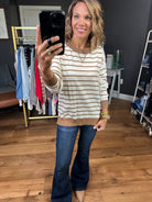 All Your Reasons Lightweight Striped Crew Sweater - White/Taupe-Staccato-Anna Kaytes Boutique, Women's Fashion Boutique in Grinnell, Iowa