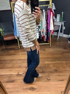 All Your Reasons Lightweight Striped Crew Sweater - White/Taupe-Staccato-Anna Kaytes Boutique, Women's Fashion Boutique in Grinnell, Iowa