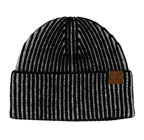 CC Contrast Stripe Cuff Beanie- Multiple Options-Joia HTC-0043-Anna Kaytes Boutique, Women's Fashion Boutique in Grinnell, Iowa