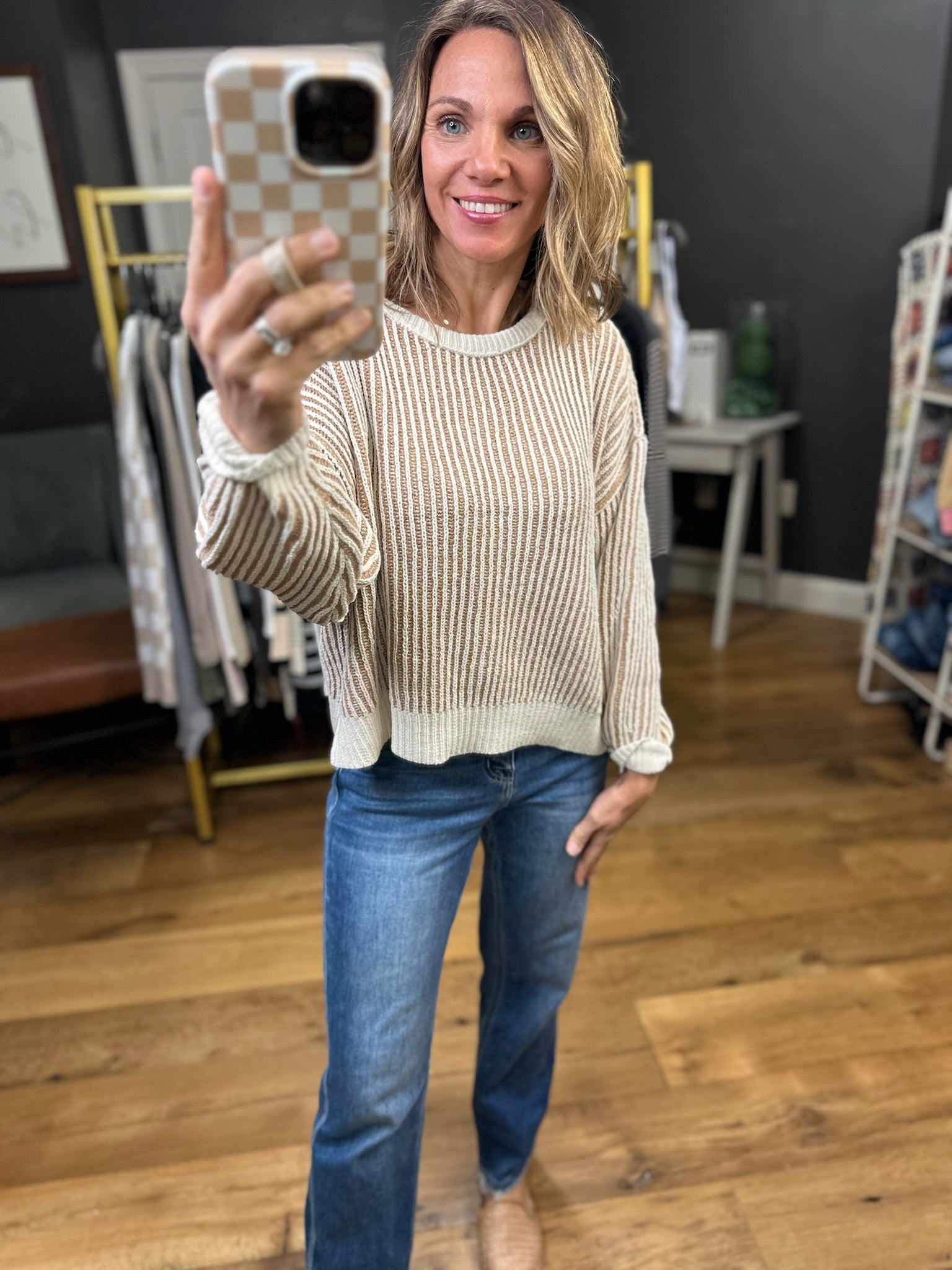 The Lindsey Textured Crew Sweater - Multiple Options-Blu Pepper-Anna Kaytes Boutique, Women's Fashion Boutique in Grinnell, Iowa