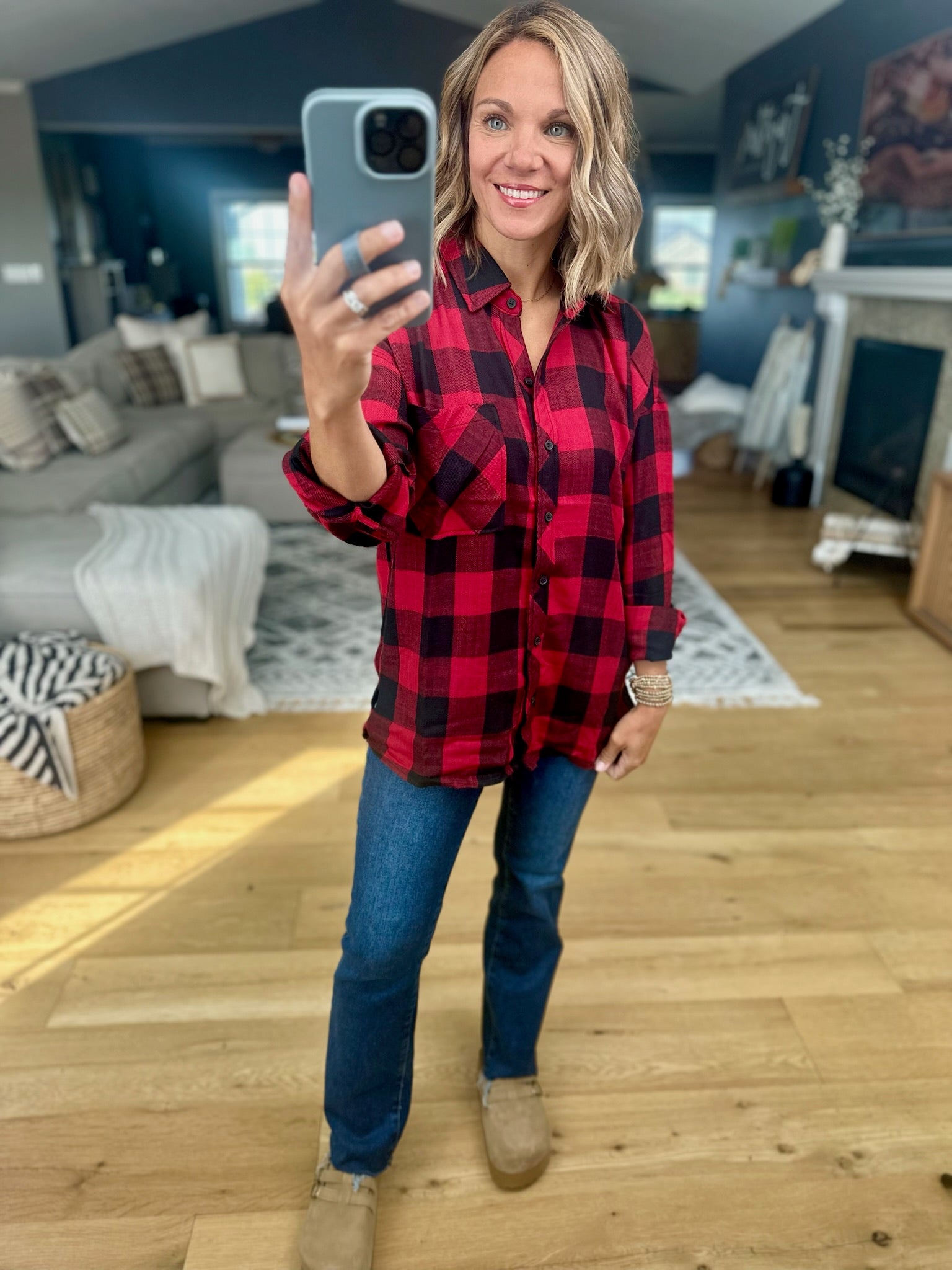 Find My Way Plaid Button-Down Top-Be Cool-Anna Kaytes Boutique, Women's Fashion Boutique in Grinnell, Iowa
