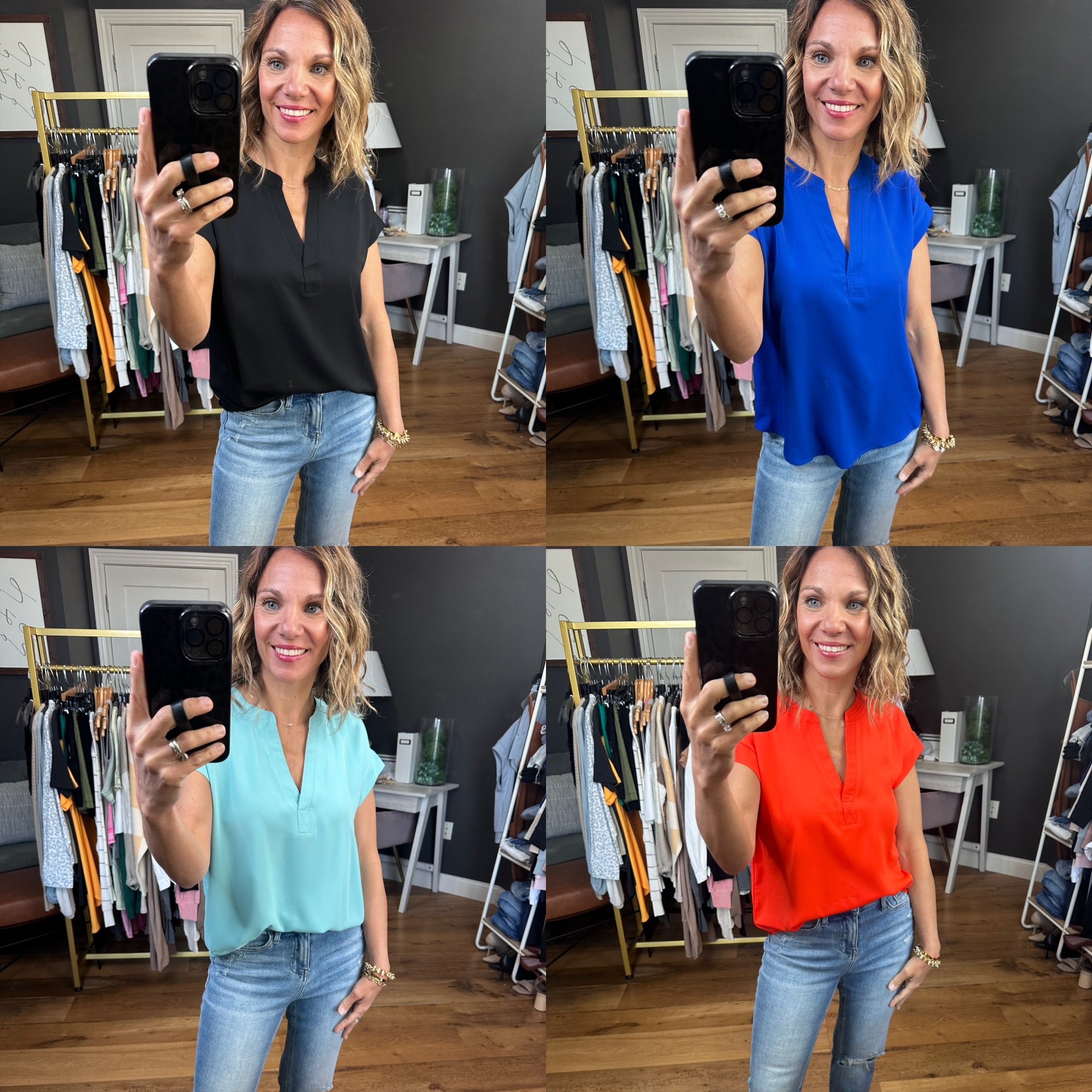 Moving Mountains V-Neck Top - Multiple Options-Short Sleeves-Blu Pepper TB8456-Anna Kaytes Boutique, Women's Fashion Boutique in Grinnell, Iowa