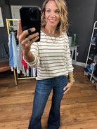 All Your Reasons Lightweight Striped Crew Sweater - White/Taupe-Staccato-Anna Kaytes Boutique, Women's Fashion Boutique in Grinnell, Iowa