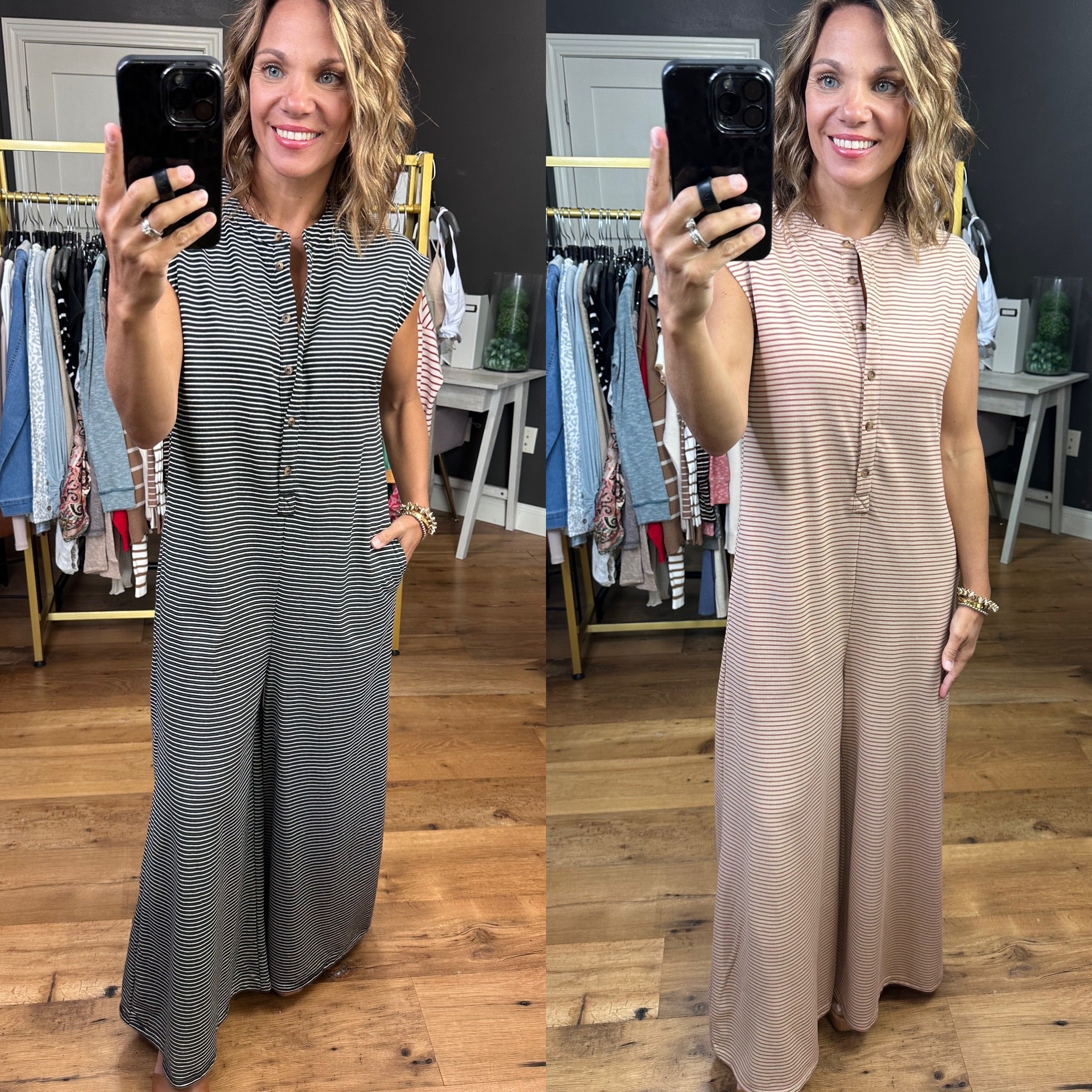 Your Story Wide-Leg Striped Jumpsuit - Multiple Options-Entro-Anna Kaytes Boutique, Women's Fashion Boutique in Grinnell, Iowa