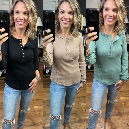 The Zoey Button Detail Raw Edge Long Sleeve Top - Multiple Options-Very J NT11360-Anna Kaytes Boutique, Women's Fashion Boutique in Grinnell, Iowa