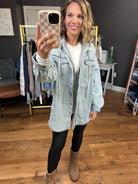 Do It All Denim Hoodie Jacket - Acid Wash-Jackets-Risen RDJ1128-Anna Kaytes Boutique, Women's Fashion Boutique in Grinnell, Iowa