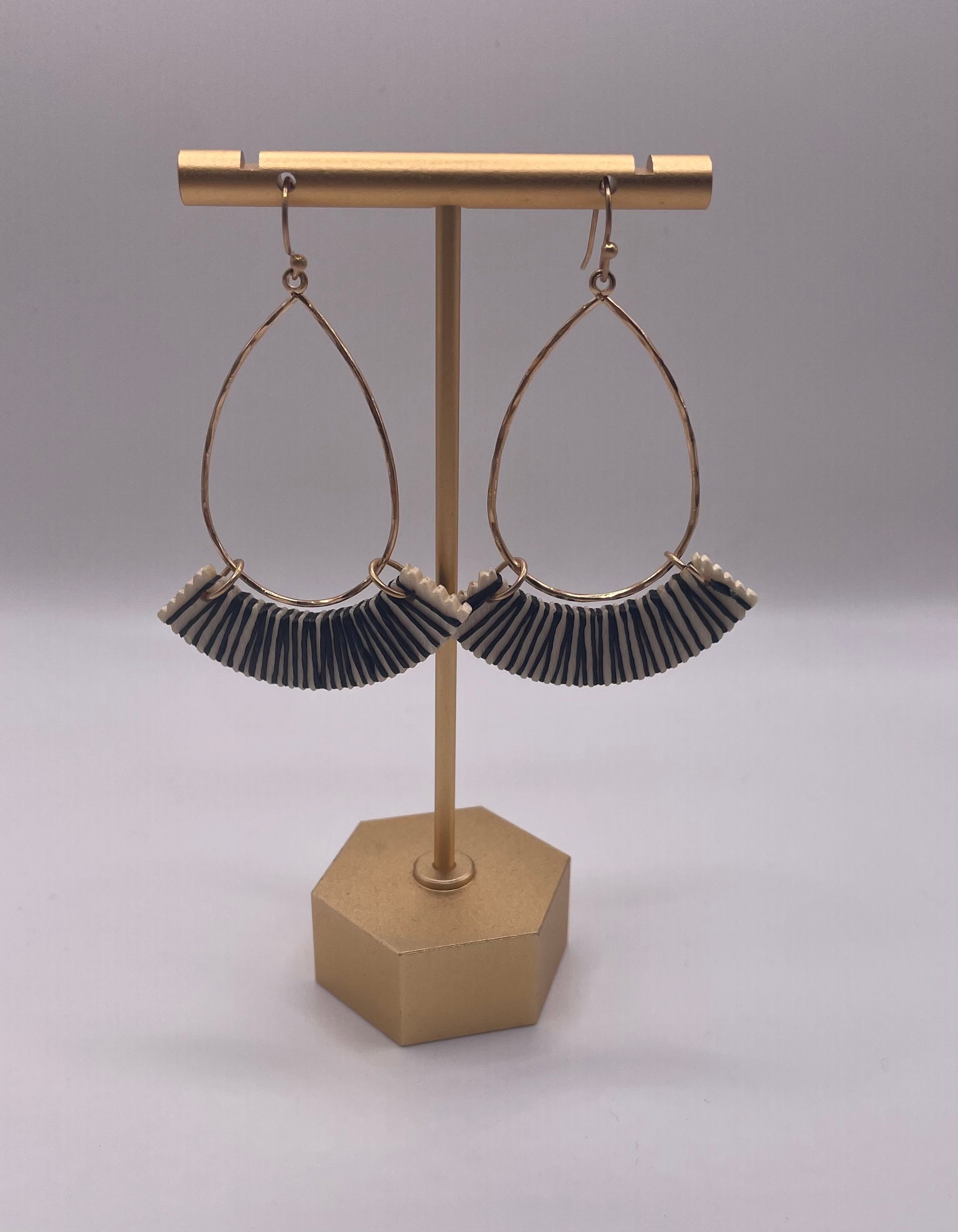 Breanna Teardrop Earrings- Black/Ivory-Earrings-Anna Kaytes Boutique-Anna Kaytes Boutique, Women's Fashion Boutique in Grinnell, Iowa