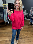 Steady Heart Heathered Pocket Crew Sweater - Multiple Options-Sweaters-Zenana TW-227806-Anna Kaytes Boutique, Women's Fashion Boutique in Grinnell, Iowa