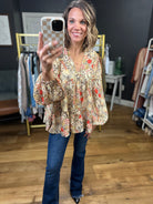 Pippa Flowy Floral Top - Mocha-Entro-Anna Kaytes Boutique, Women's Fashion Boutique in Grinnell, Iowa