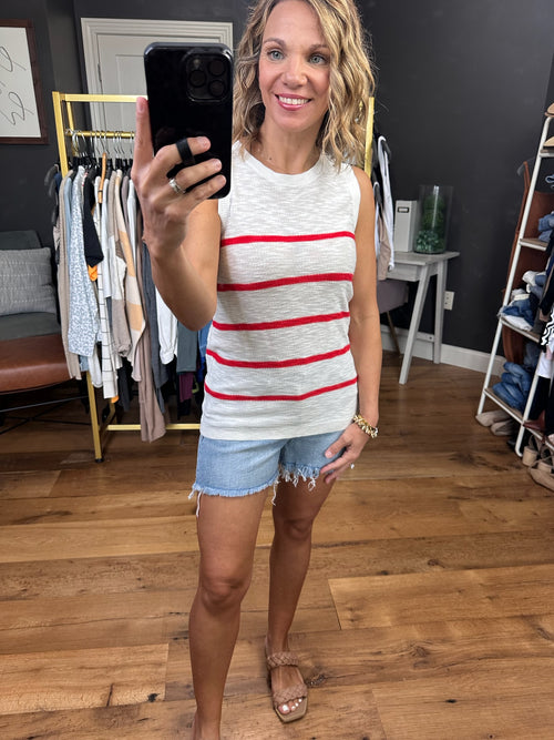 Never Missed Striped Knit Tank - Ivory/Red-Be cool 63567-Anna Kaytes Boutique, Women's Fashion Boutique in Grinnell, Iowa