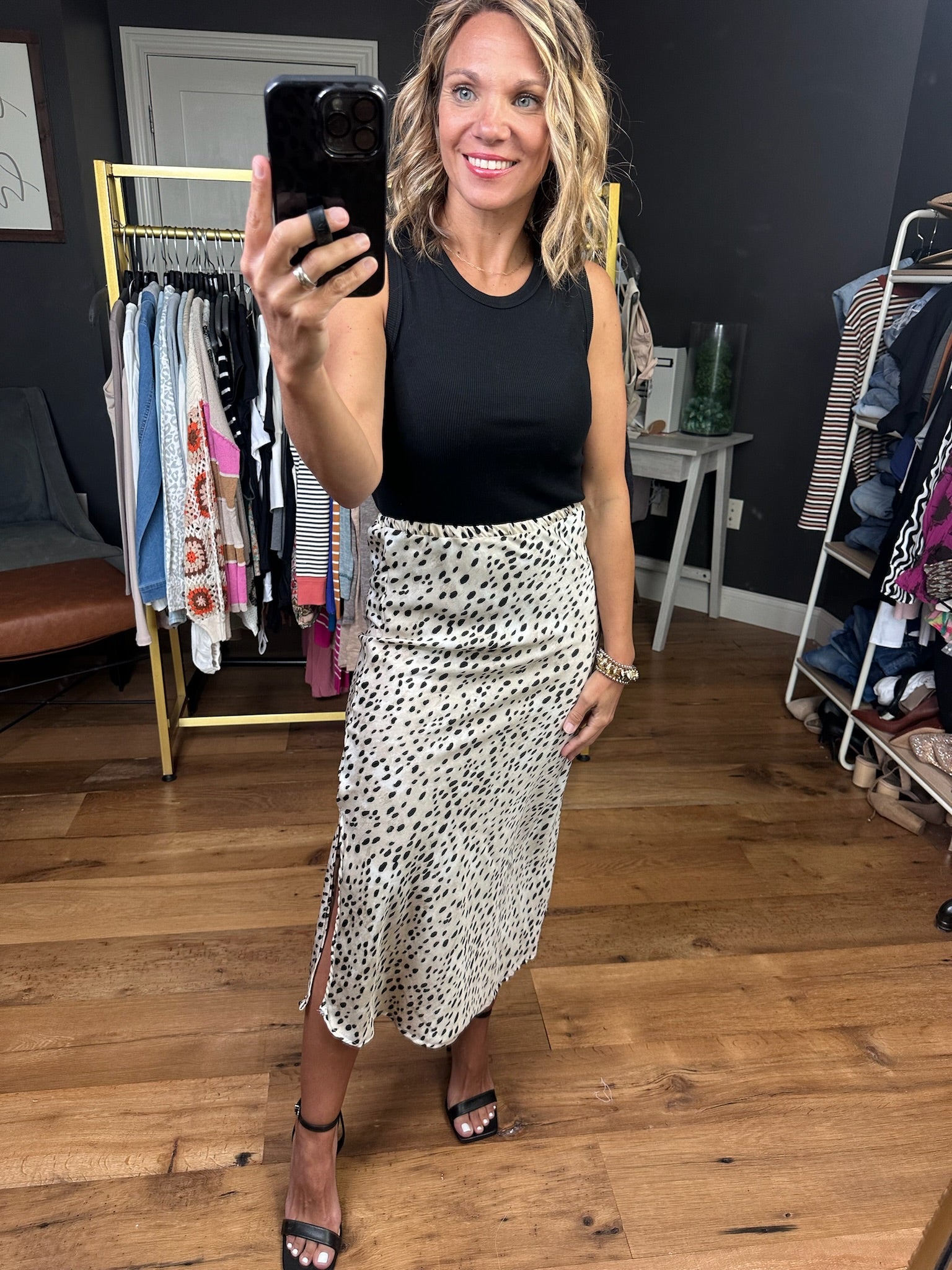 Modern Elegance Animal Print Skirt - Taupe/Black-Bucketlist-Anna Kaytes Boutique, Women's Fashion Boutique in Grinnell, Iowa