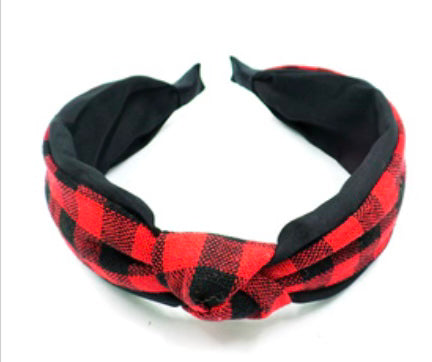 Plaid Mid Knot Headband- Multiple Options-Hair Accessories-Joia EHB-6843B-Anna Kaytes Boutique, Women's Fashion Boutique in Grinnell, Iowa