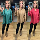 Back & Forth Brushed Fleece Henley - Multiple Options-Long Sleeves-Zenana-Anna Kaytes Boutique, Women's Fashion Boutique in Grinnell, Iowa