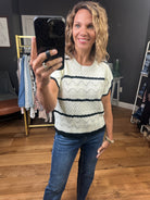 Showing Off Crochet Flutter Sleeve Top - Ivory/Black-Bibi-Anna Kaytes Boutique, Women's Fashion Boutique in Grinnell, Iowa