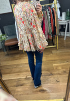 Pippa Flowy Floral Top - Mocha-Entro-Anna Kaytes Boutique, Women's Fashion Boutique in Grinnell, Iowa