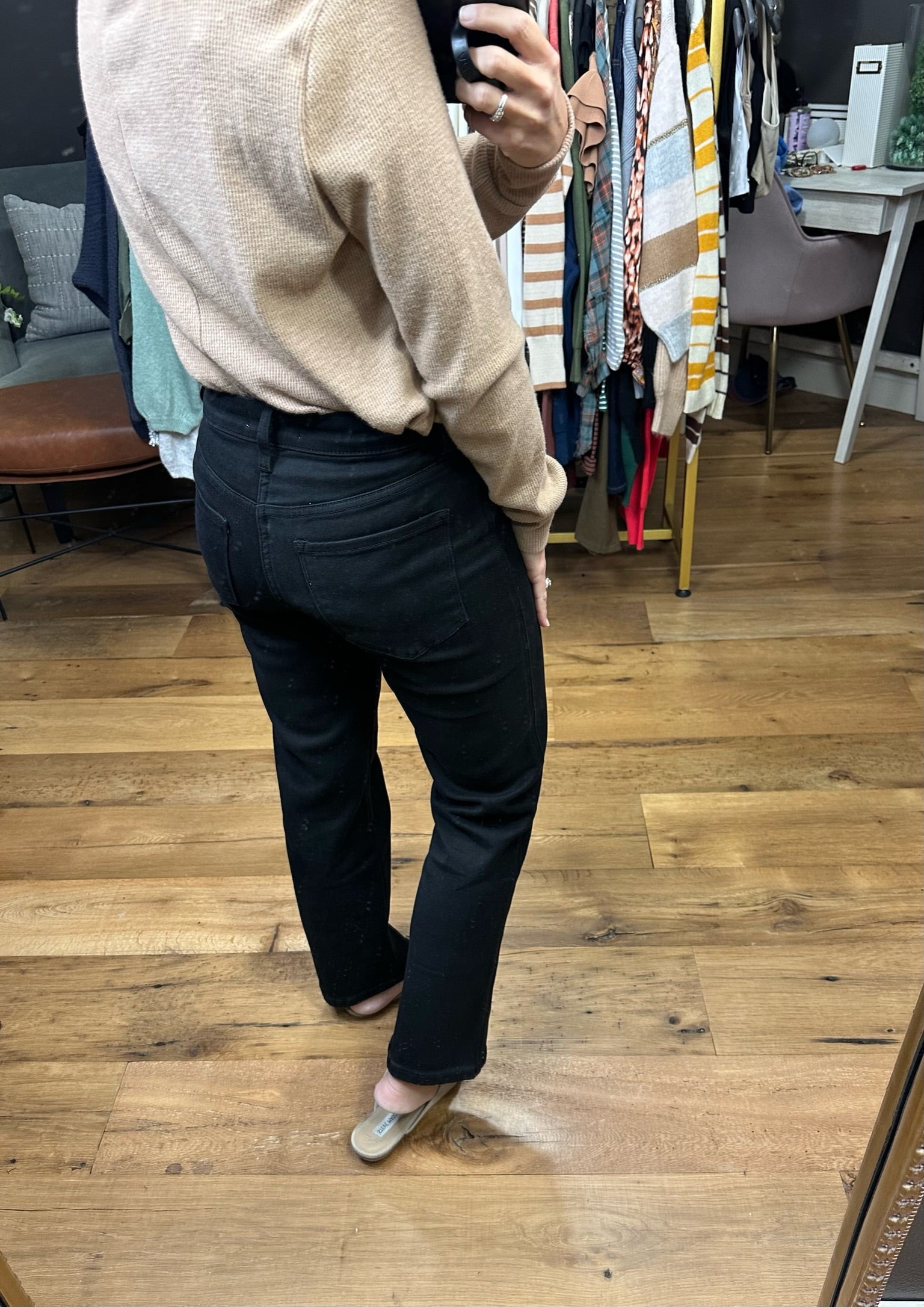 The Audrey High-Rise Ankle Straight Denim - Black-Jeans-Vervet T5895-Anna Kaytes Boutique, Women's Fashion Boutique in Grinnell, Iowa