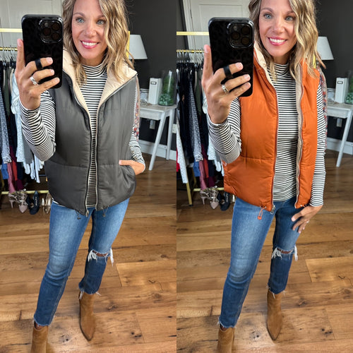 Calm & Cozy Two-Toned Puffer Vest - Multiple Options