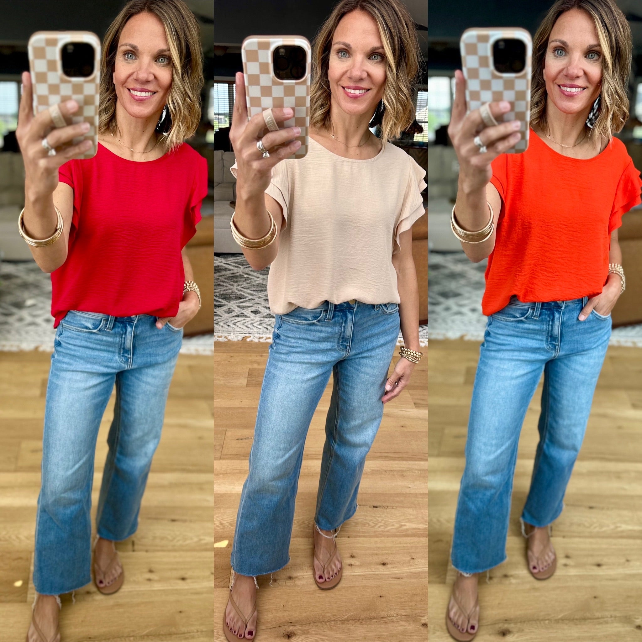 Halfway There Flutter Sleeve Top - Multiple Options-top-Les Amis-Anna Kaytes Boutique, Women's Fashion Boutique in Grinnell, Iowa