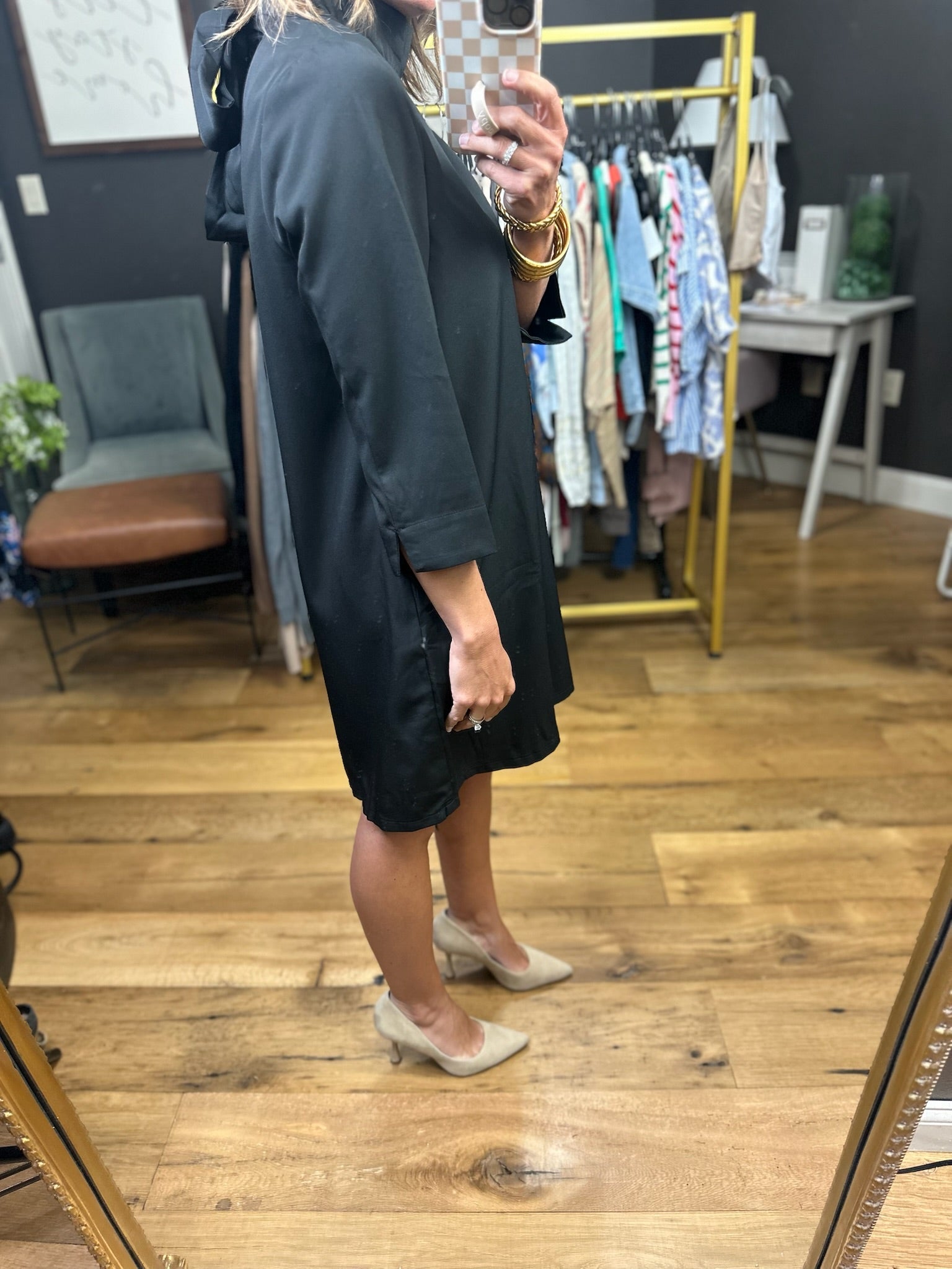 The Whole Thing Mock-Neck Pocket Dress - Black-Entro-Anna Kaytes Boutique, Women's Fashion Boutique in Grinnell, Iowa