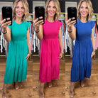 Spin Around Tiered Midi Dress With Smocked Detail - Multiple Options-Dresses-Blu Pepper CR2029-Anna Kaytes Boutique, Women's Fashion Boutique in Grinnell, Iowa