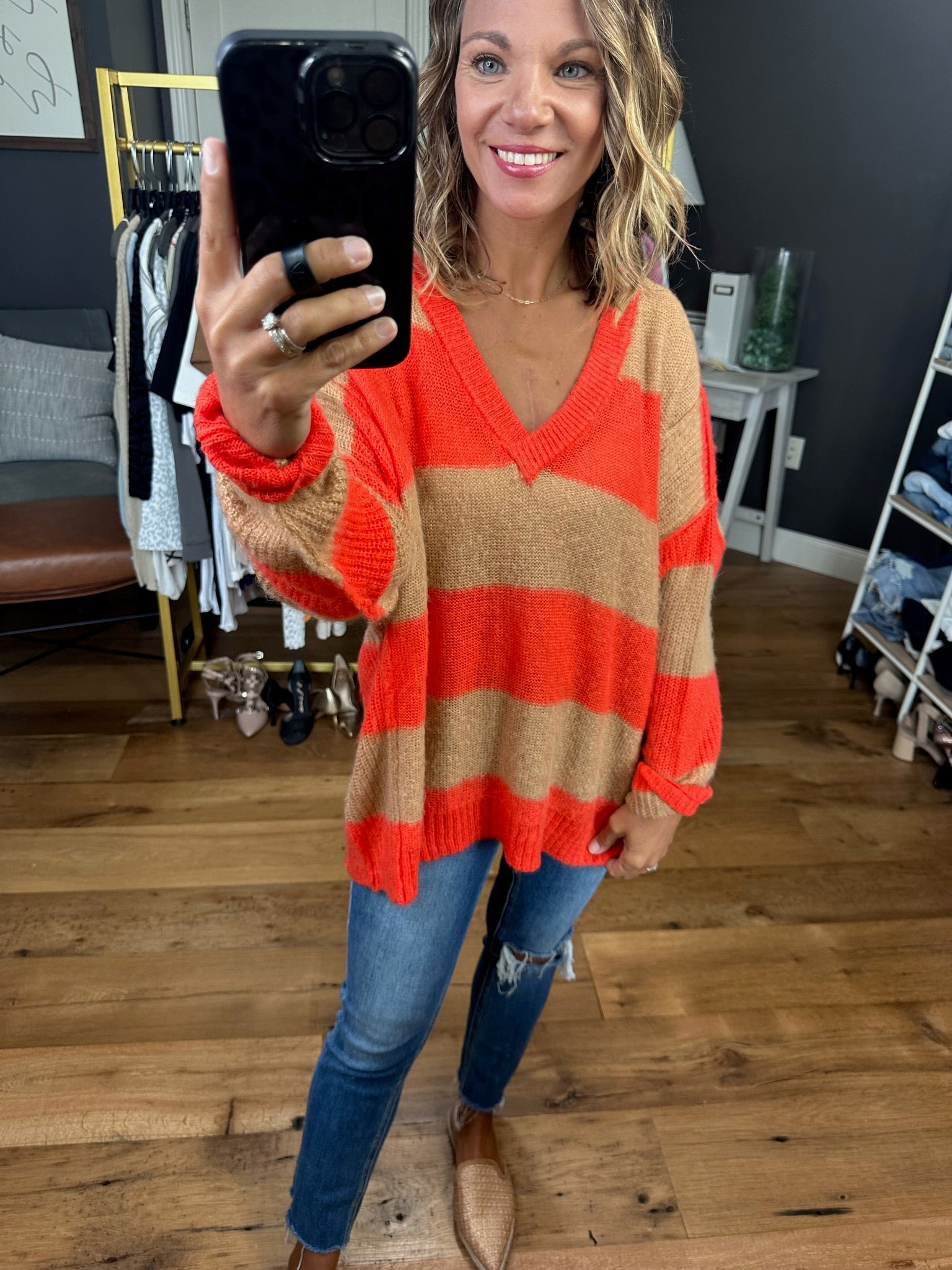 Turn Around Colorblock V-Neck Oversized Sweater - Multiple Options