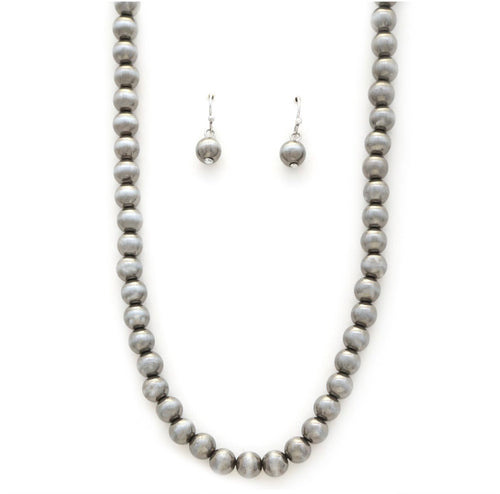 Beaded Necklace + Earring Set- Graphite