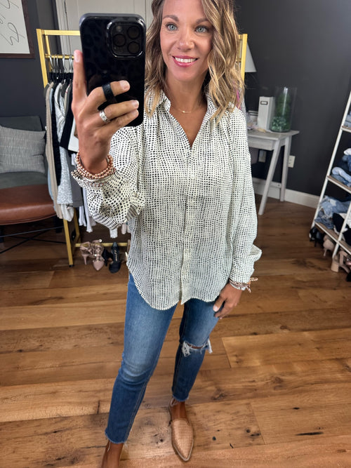 Just This Way Patterned Button-Down Top - Multiple Options