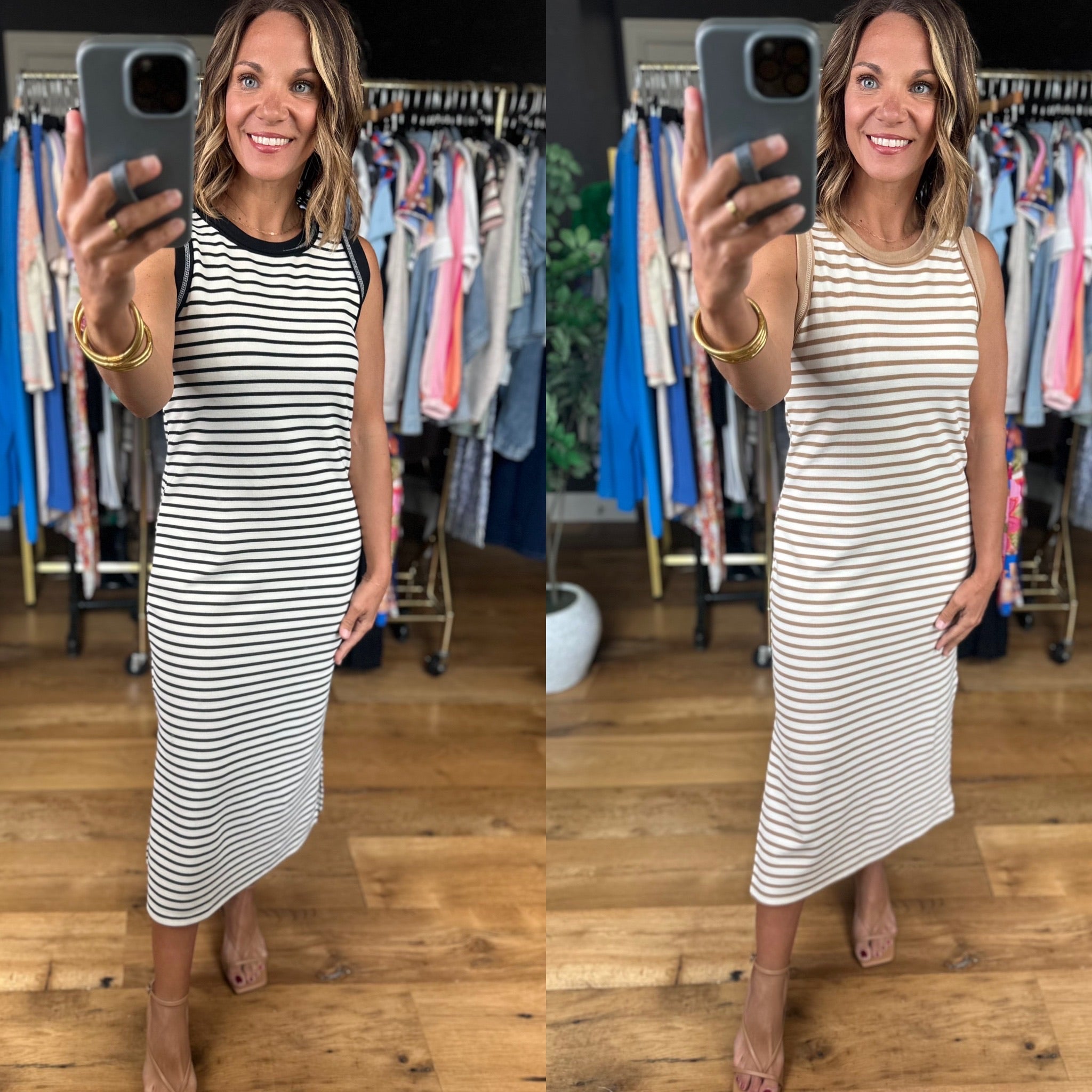 The Best Day Striped Midi Dress-Dresses-Blu Pepper-Anna Kaytes Boutique, Women's Fashion Boutique in Grinnell, Iowa
