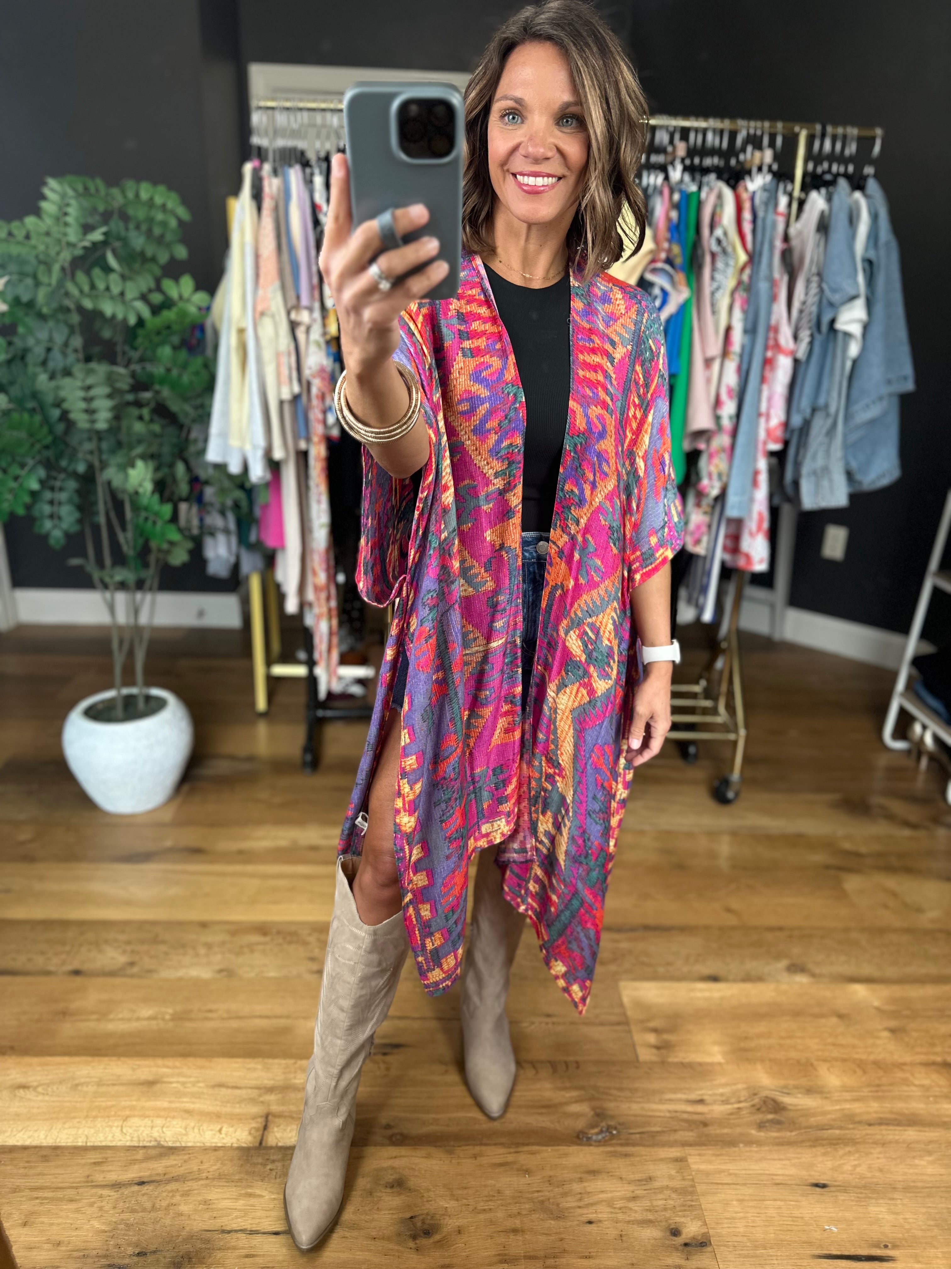 Right Here In Paradise Kimono - Multi-Urbanista-Anna Kaytes Boutique, Women's Fashion Boutique in Grinnell, Iowa