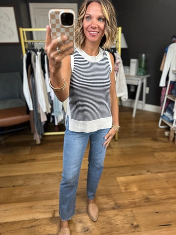 Almost There Striped Top - Navy-Be Cool-Anna Kaytes Boutique, Women's Fashion Boutique in Grinnell, Iowa