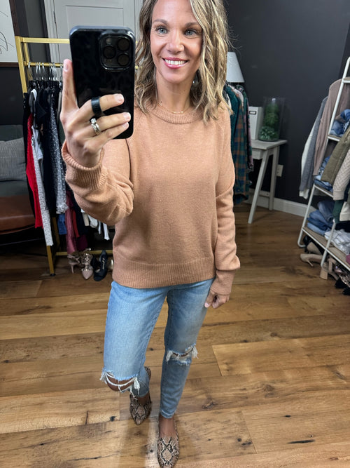 Basically Better Super Soft Crew Sweater - Camel-Be Cool 63403DX-Anna Kaytes Boutique, Women's Fashion Boutique in Grinnell, Iowa