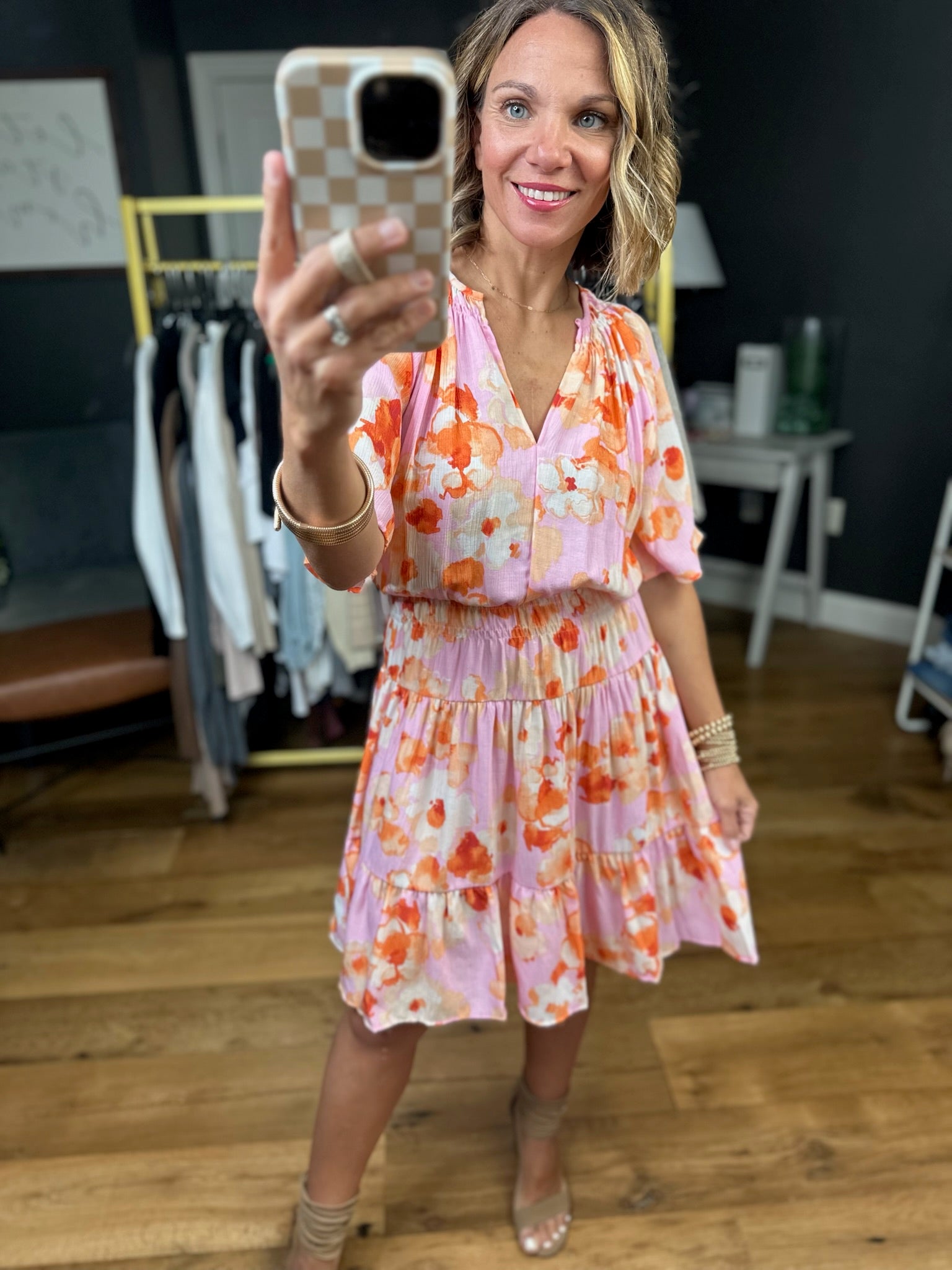 Too Sweet Floral Dress - Pink-Easel-Anna Kaytes Boutique, Women's Fashion Boutique in Grinnell, Iowa