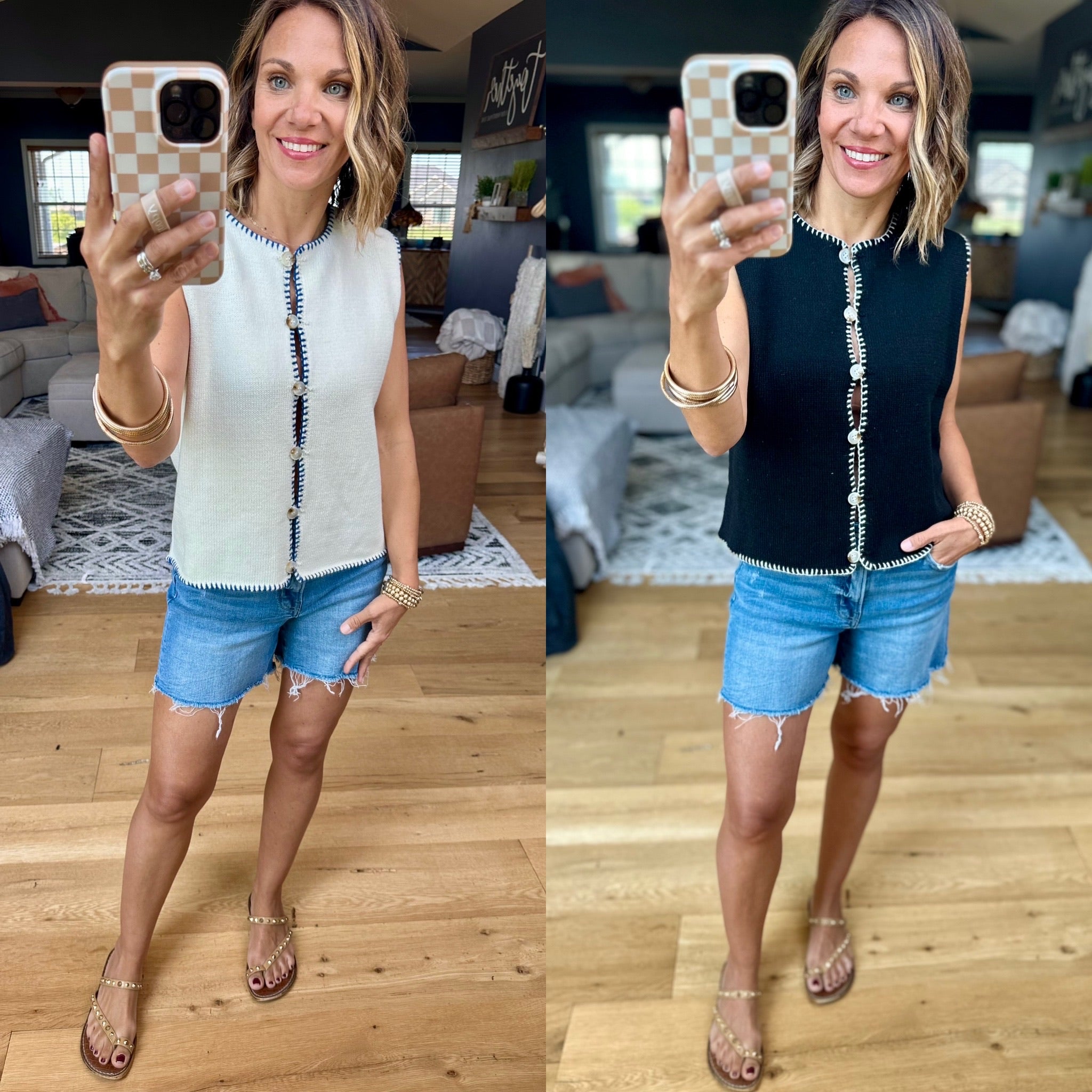 In My Business Button-Detail Vest-Sweaters-Wishlist-Anna Kaytes Boutique, Women's Fashion Boutique in Grinnell, Iowa