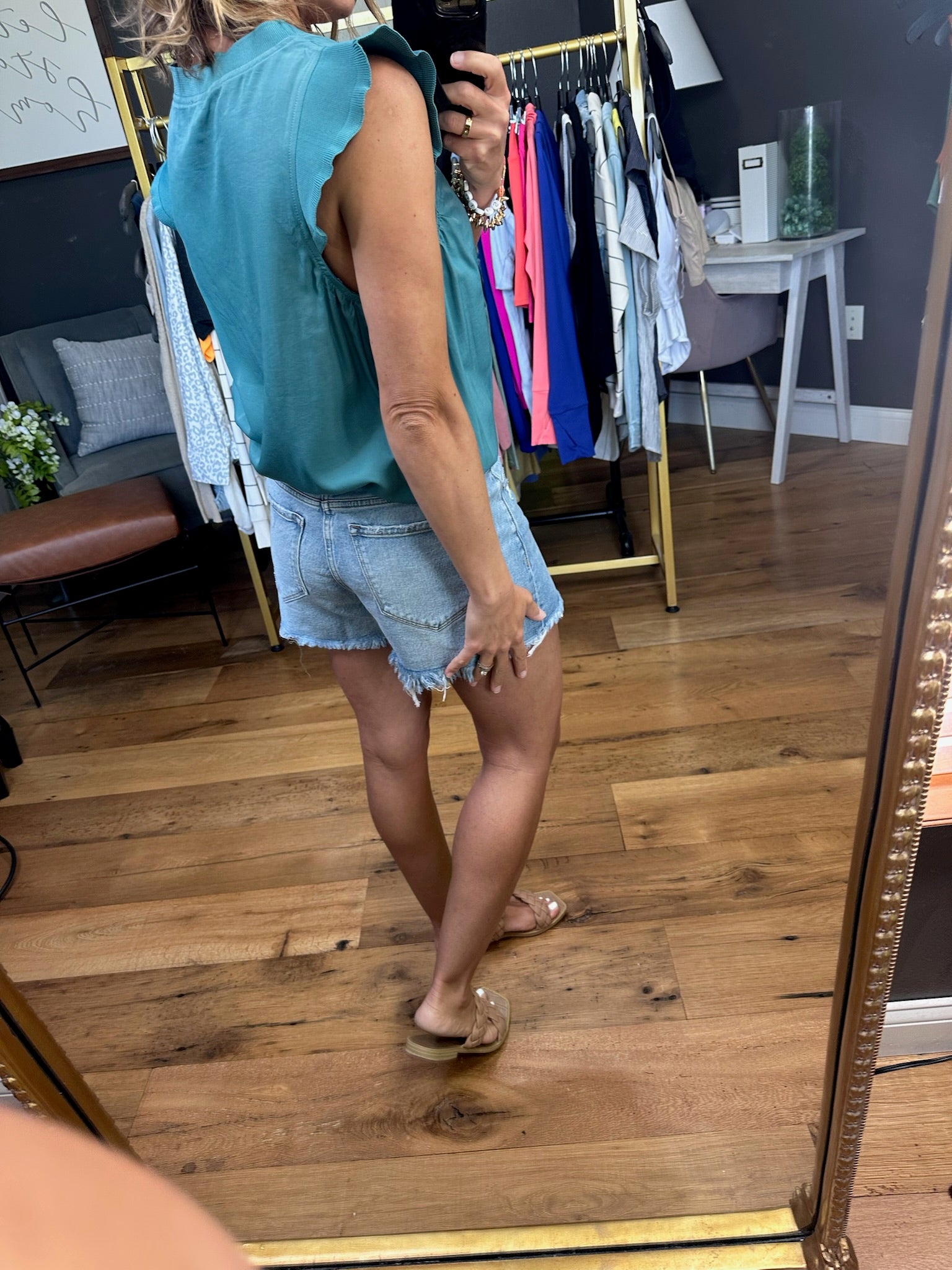 Changed Ways Flutter Sleeve Top - Faded Teal-Short Sleeves-Easel-Anna Kaytes Boutique, Women's Fashion Boutique in Grinnell, Iowa