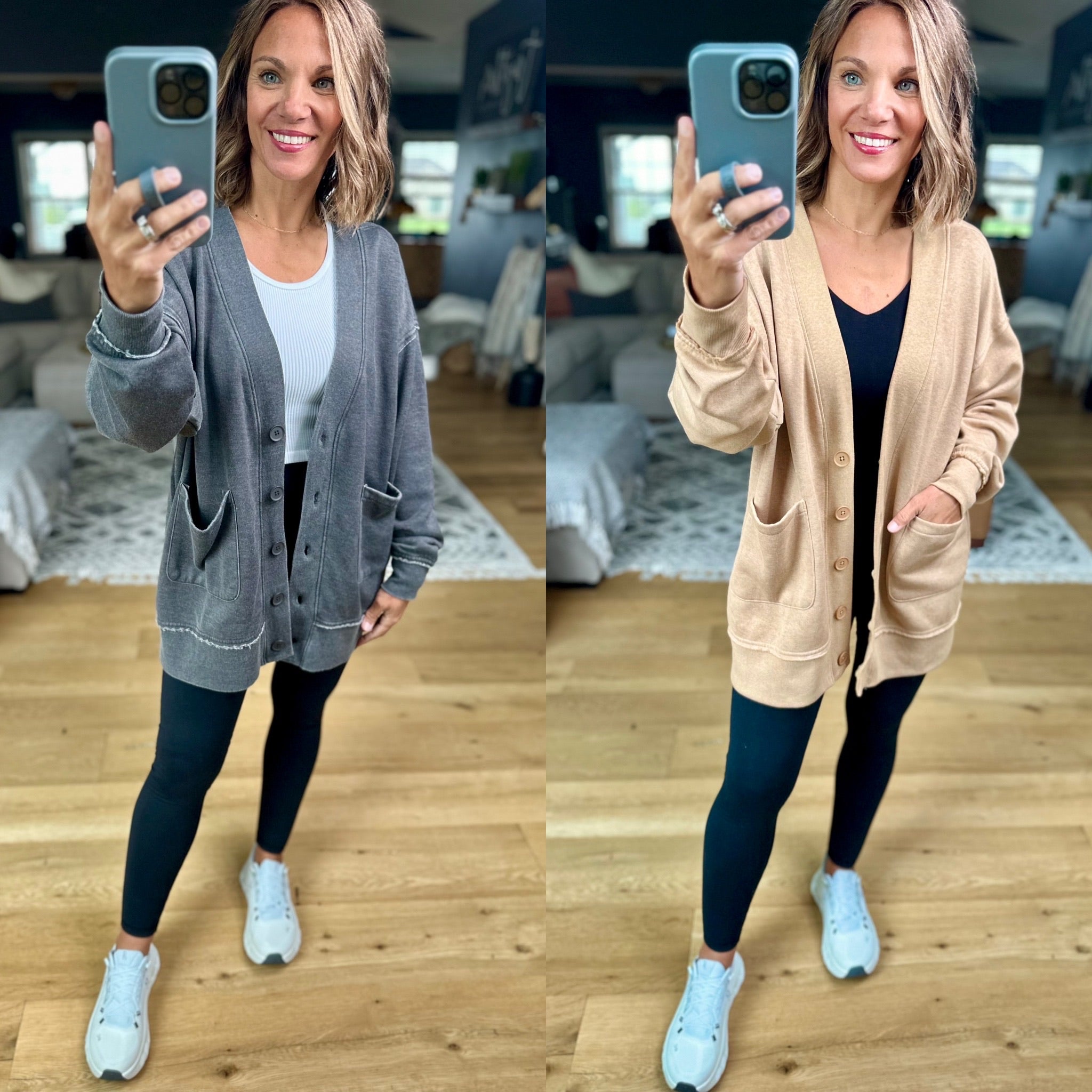 Heading Out Sweatshirt Cardigan-Mono B-Anna Kaytes Boutique, Women's Fashion Boutique in Grinnell, Iowa