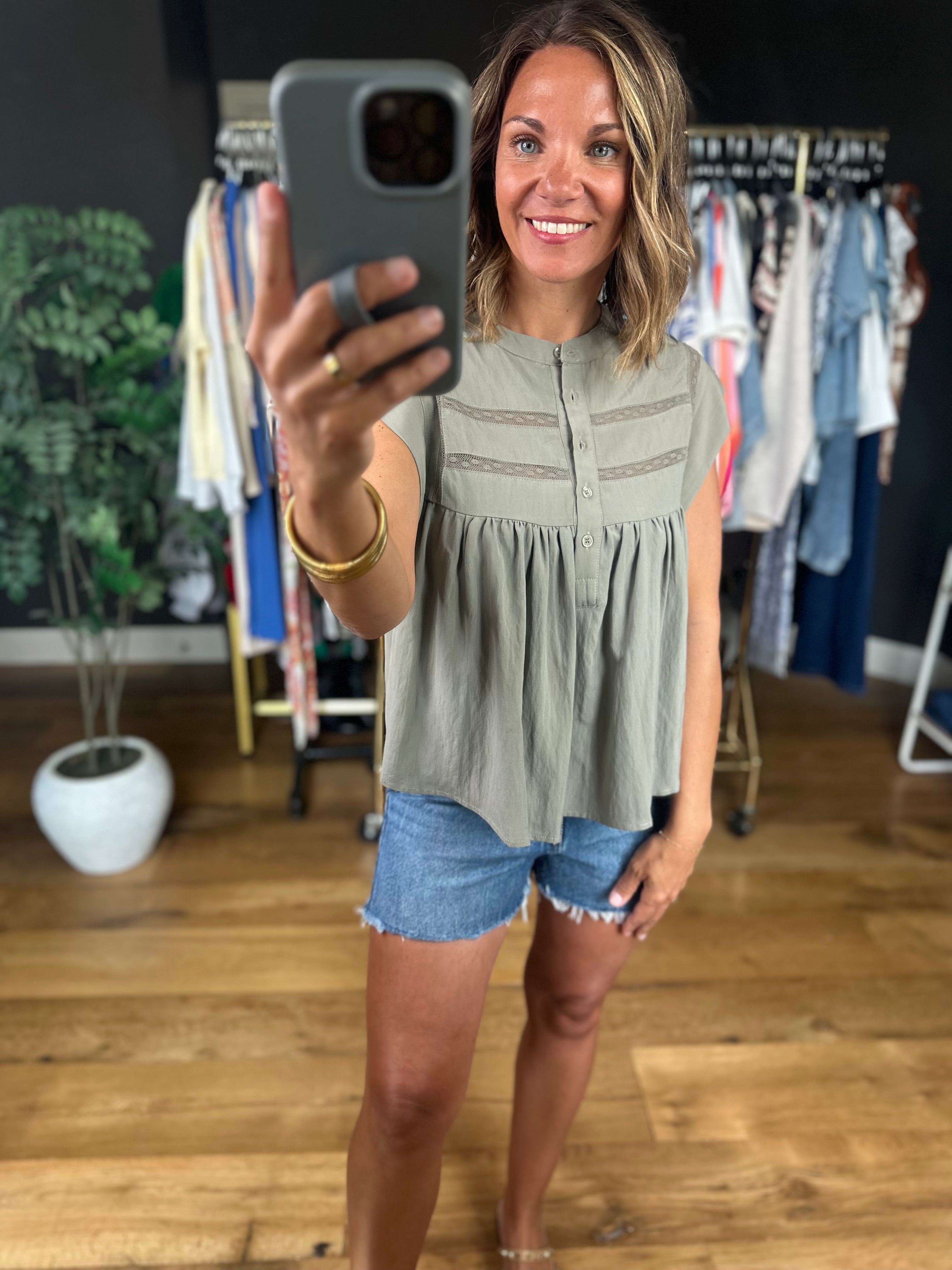 Keep The Peace Eyelet Detail Top-Short Sleeves-She & Sky-Anna Kaytes Boutique, Women's Fashion Boutique in Grinnell, Iowa