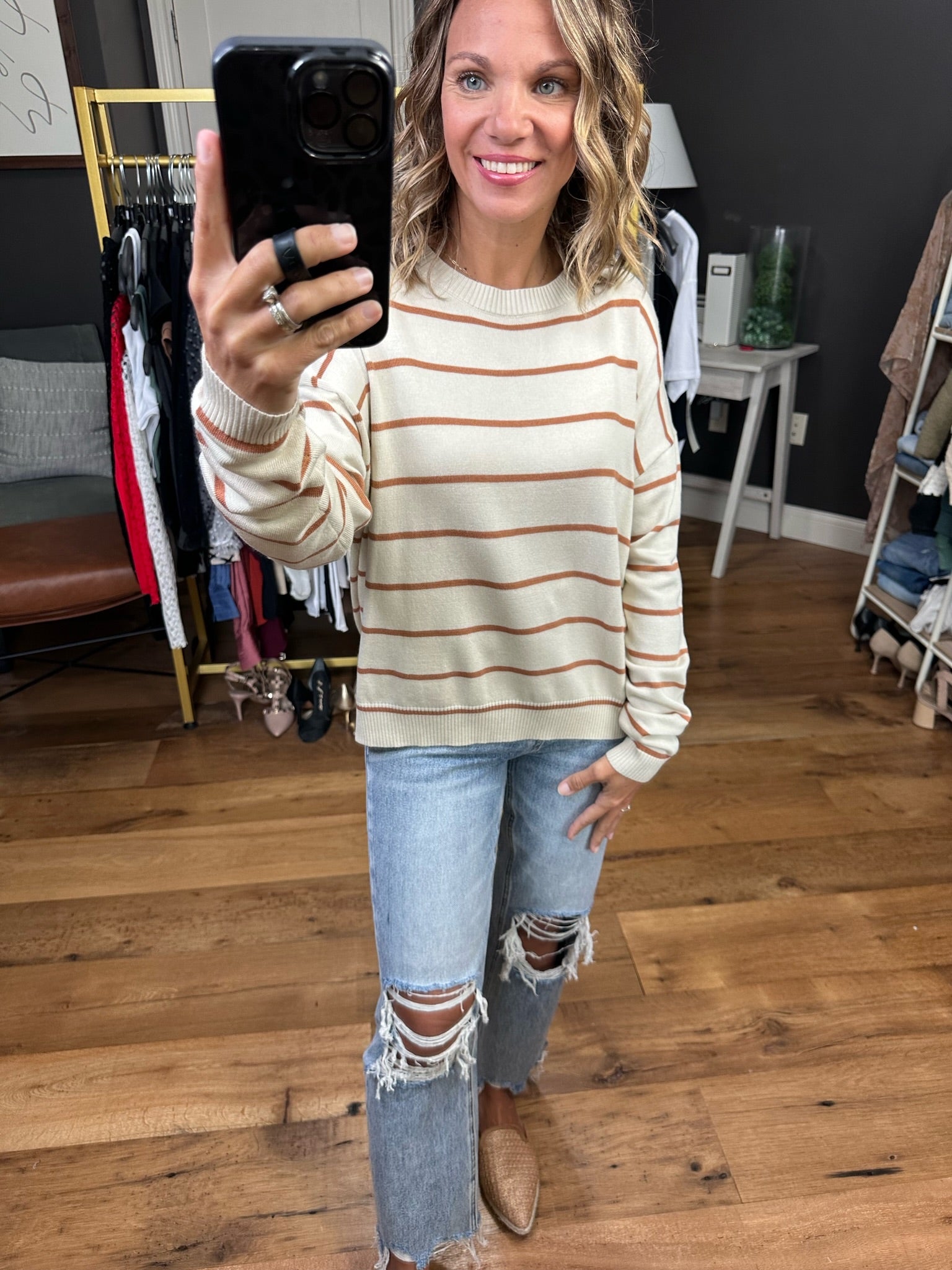 The Right Time Striped Crew Sweater - Multiple Options