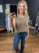 Near You Striped Pocket Knit Top - Camel/Black-Short Sleeves-Thread & Supply-Anna Kaytes Boutique, Women's Fashion Boutique in Grinnell, Iowa