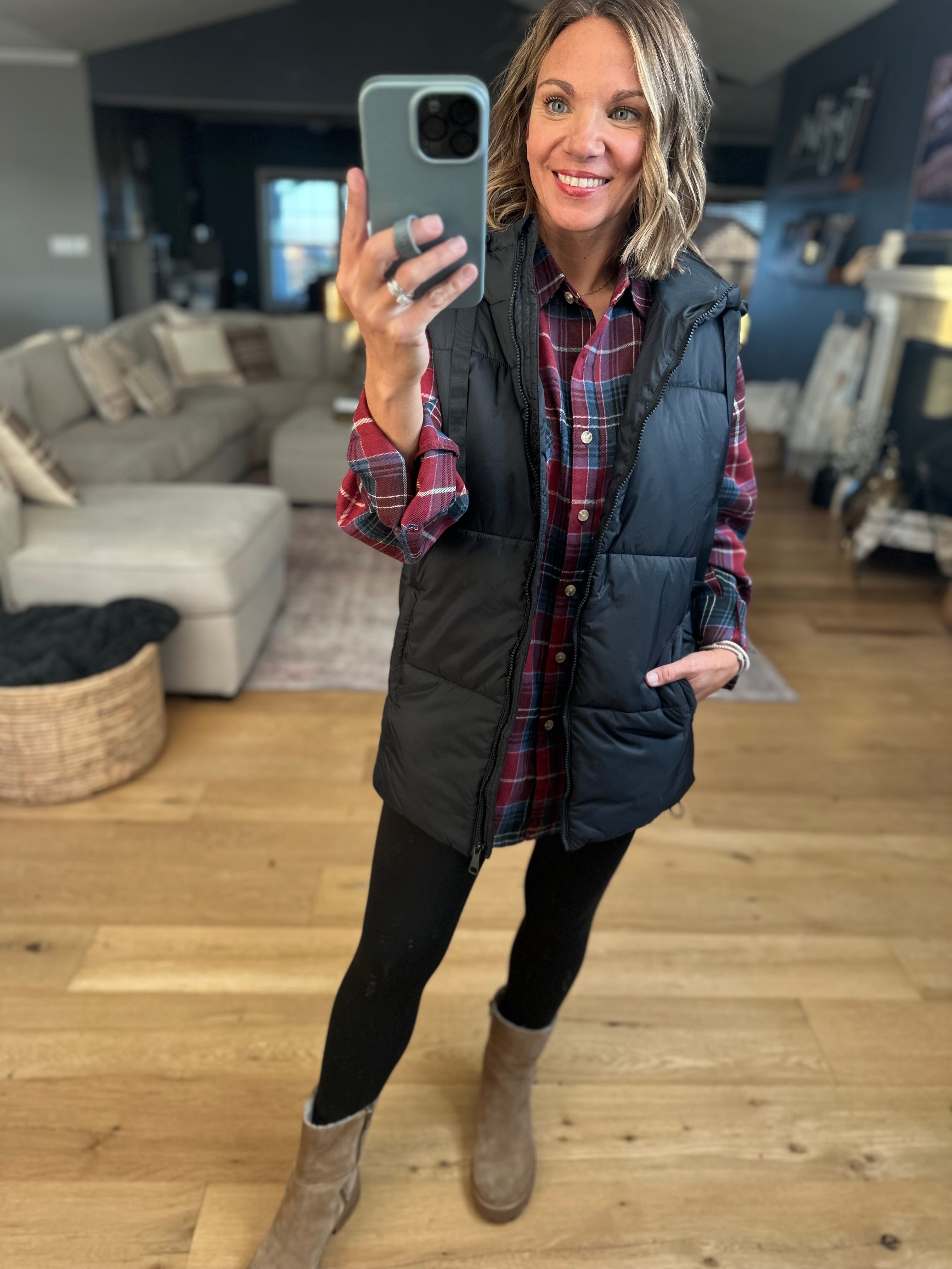 Best Around Hooded Vest-Mono B-Anna Kaytes Boutique, Women's Fashion Boutique in Grinnell, Iowa