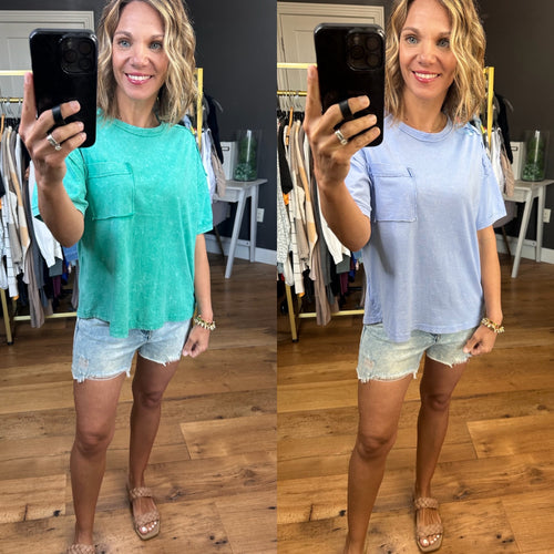 Made For The Best Mineral Washed Pocket Tee - Multiple Options-Very J New In NT11108-Anna Kaytes Boutique, Women's Fashion Boutique in Grinnell, Iowa