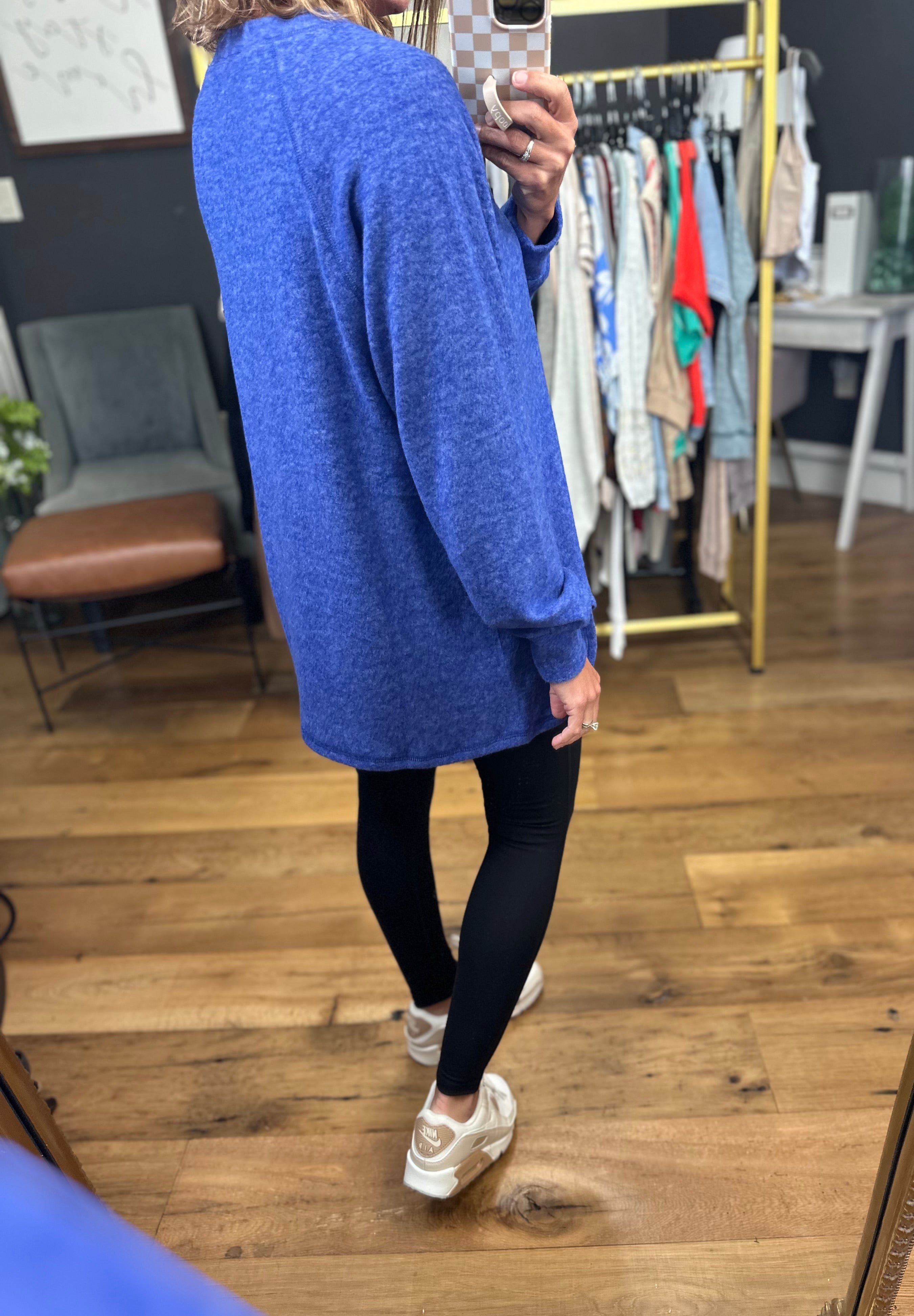 Back & Forth Brushed Fleece Henley - Multiple Options-Long Sleeves-HT-2321A-Anna Kaytes Boutique, Women's Fashion Boutique in Grinnell, Iowa