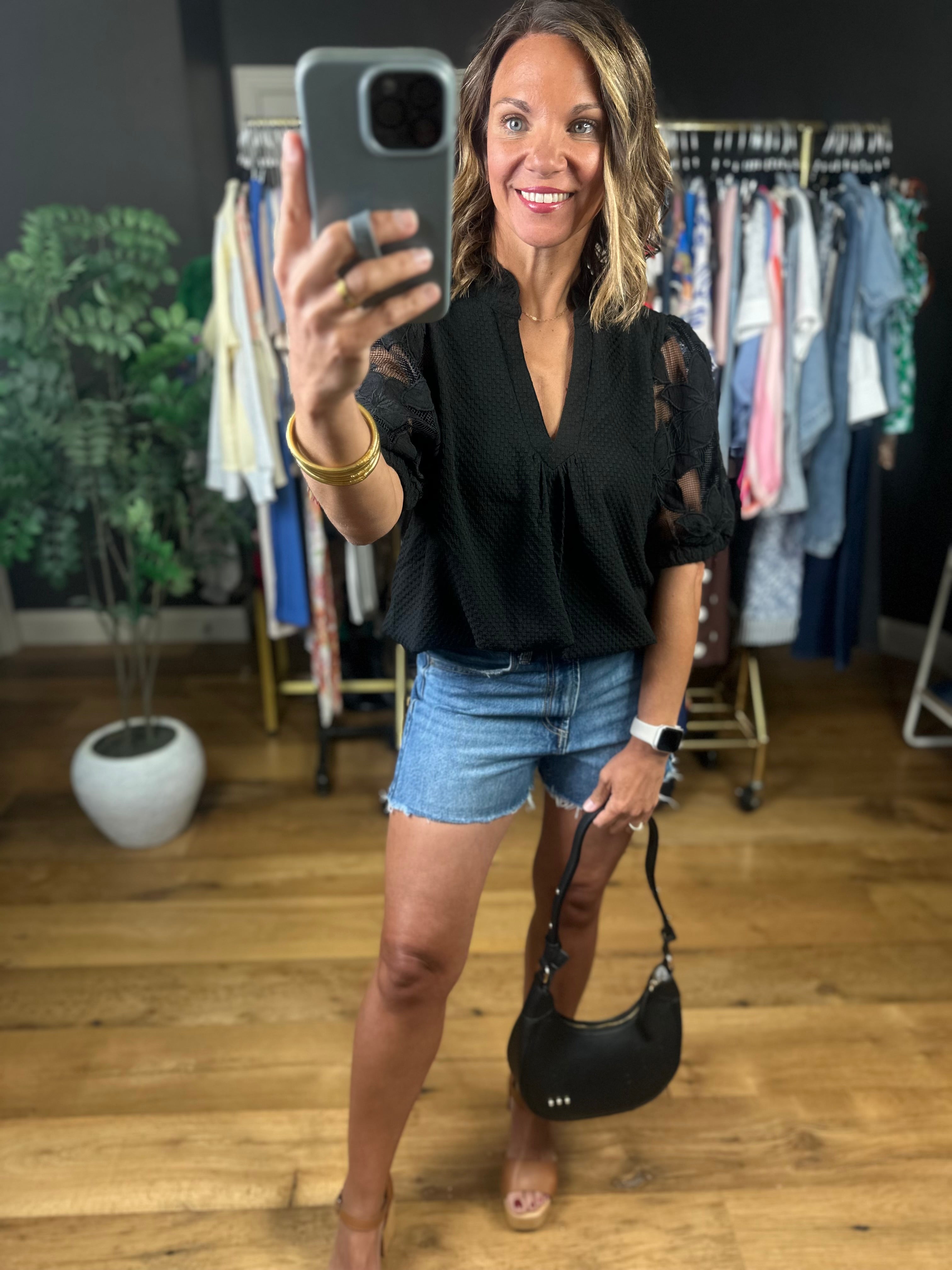 Just Us - Floral Detail Top-Short Sleeves-Umgee-Anna Kaytes Boutique, Women's Fashion Boutique in Grinnell, Iowa