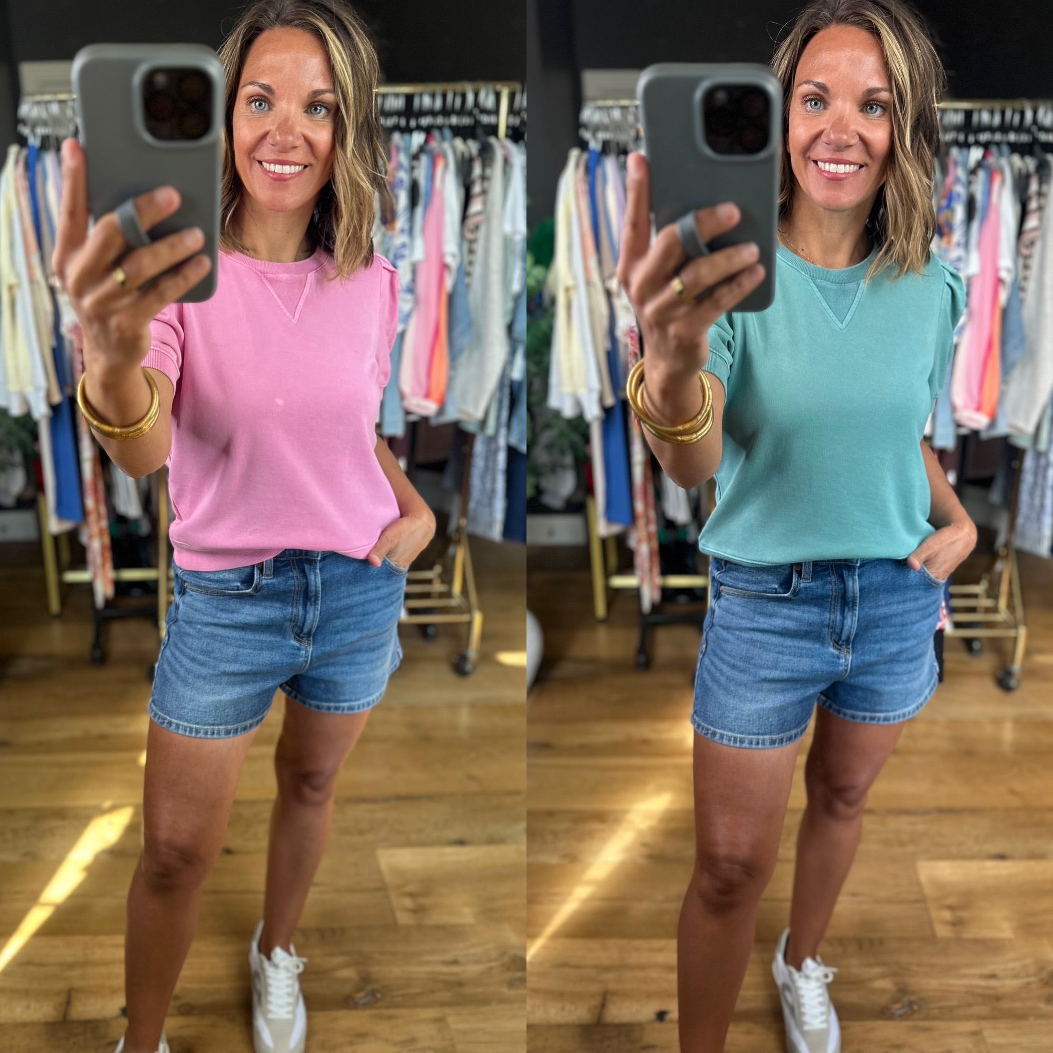 Living The Dream Mineral Wash Top-Short Sleeves-Fate-Anna Kaytes Boutique, Women's Fashion Boutique in Grinnell, Iowa