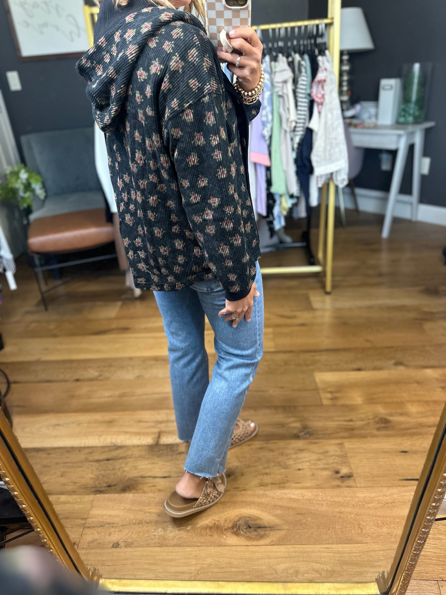 Spring Among Us Corded Floral Lightweight Jacket - Black-Aemi & Co-Anna Kaytes Boutique, Women's Fashion Boutique in Grinnell, Iowa